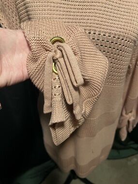 New York & Co Size L Women’s Light Pink Knit Sweater Tunic with Tie Sleeves